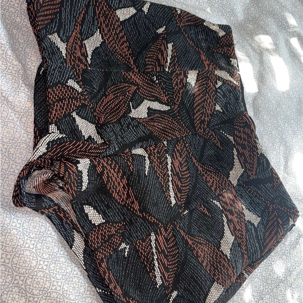 Women's Black and Brown Patterned Shorts